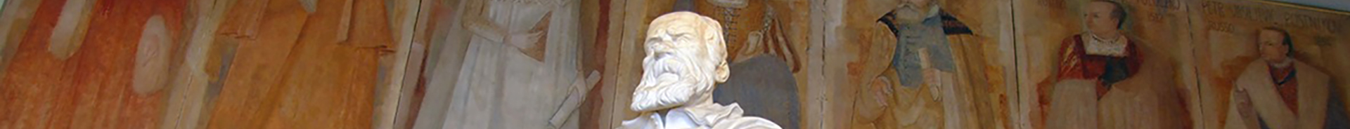 Banner: foto a colori del busto di Galileo
