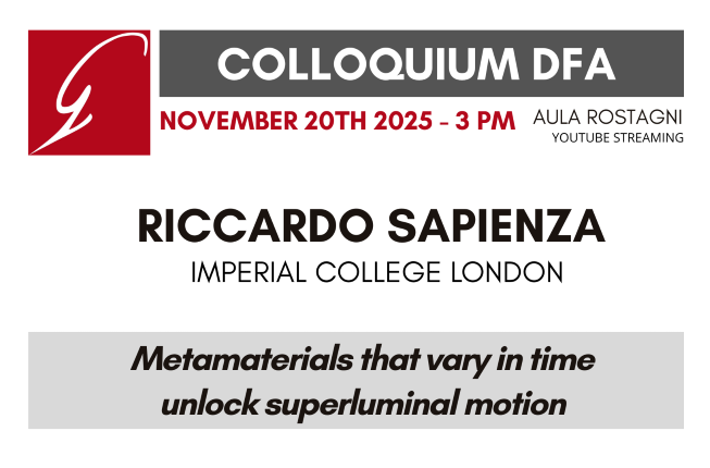 Collegamento a Colloquium 20 november 2025 - Metamaterials that vary in time unlock superluminal motion
